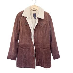 Vintage Gap Brown Leather Sherpa Lined Jacket Sz M